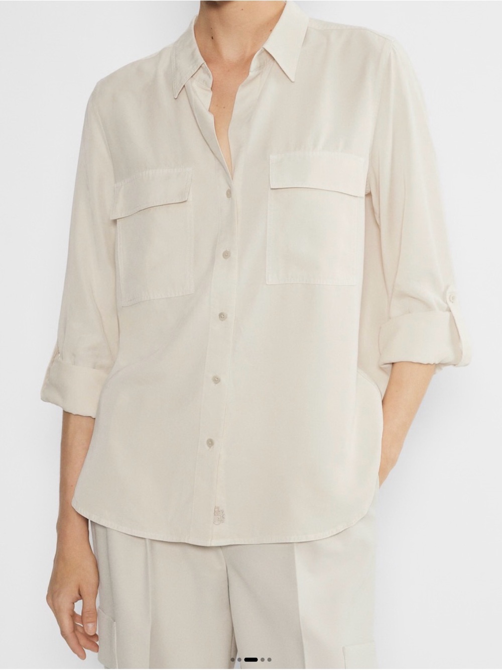 Aritzia Cream Relaxed Utility Shirt